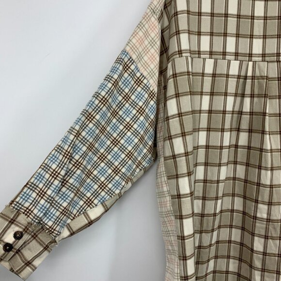 Cato Shirt Plaid Button Down Long Sleeve Tunic Top Brown - Picture 9 of 11